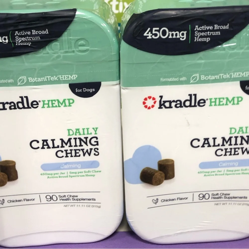 Kradle Hemp Daily Calming Chews BotaniTek Hemp 180Chews Soft Chew Chicken Flavor